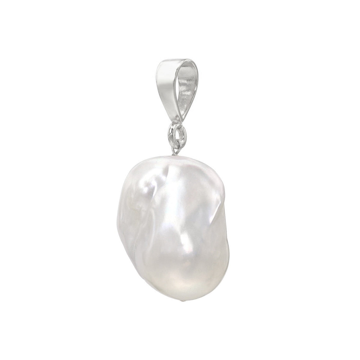 Jean Joaillerie Large White Baroque Freshwater Pearl Sterling Silver Slip On Pendant