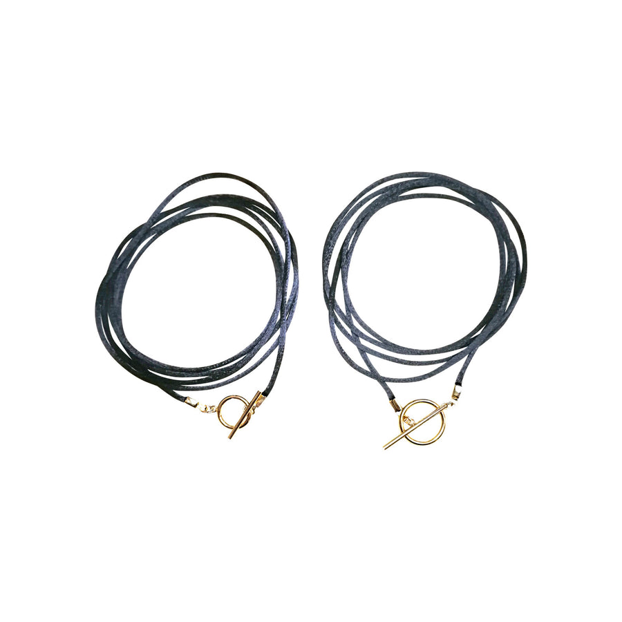 Black Satin And Gold Toggle Necklace