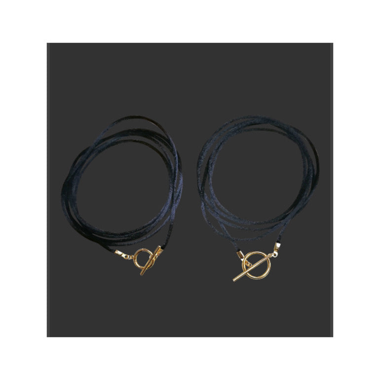 Black Satin And Gold Toggle Necklace