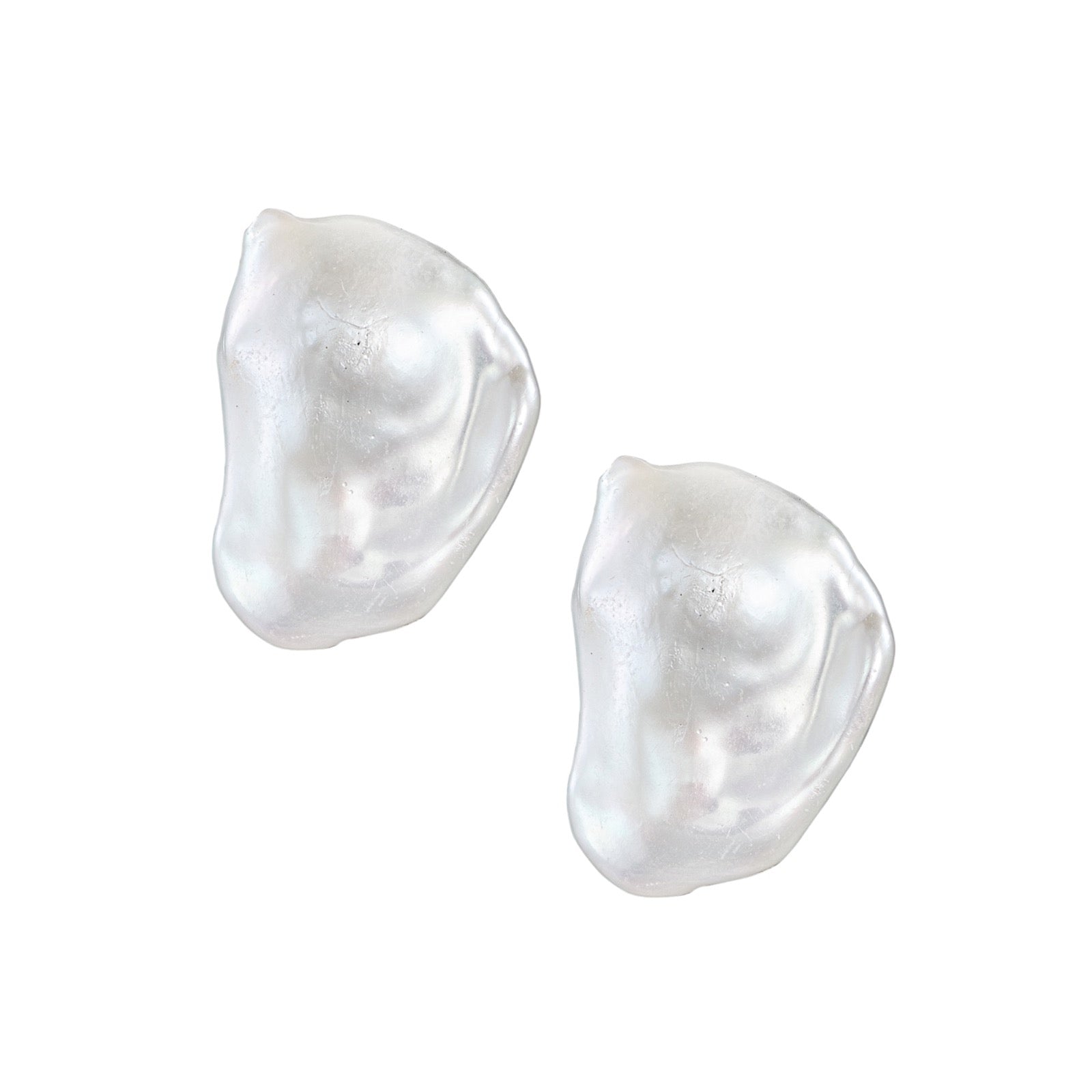 Large White Baroque Freshwater Pearl Clip On Earrings