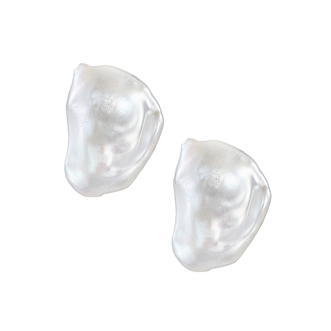 Large White Baroque Freshwater Pearl Clip On Earrings