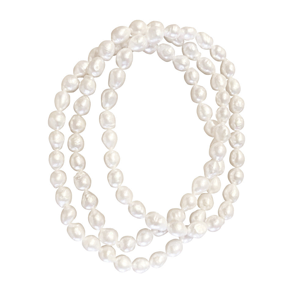 Antibes Set Of 3 Stretch Baroque Pearl Anklets / Upper Arm Bracelets