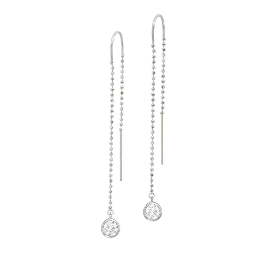 14K Yellow Gold Lab-Grown Diamond Bezel Ball Chain Threader Earrings